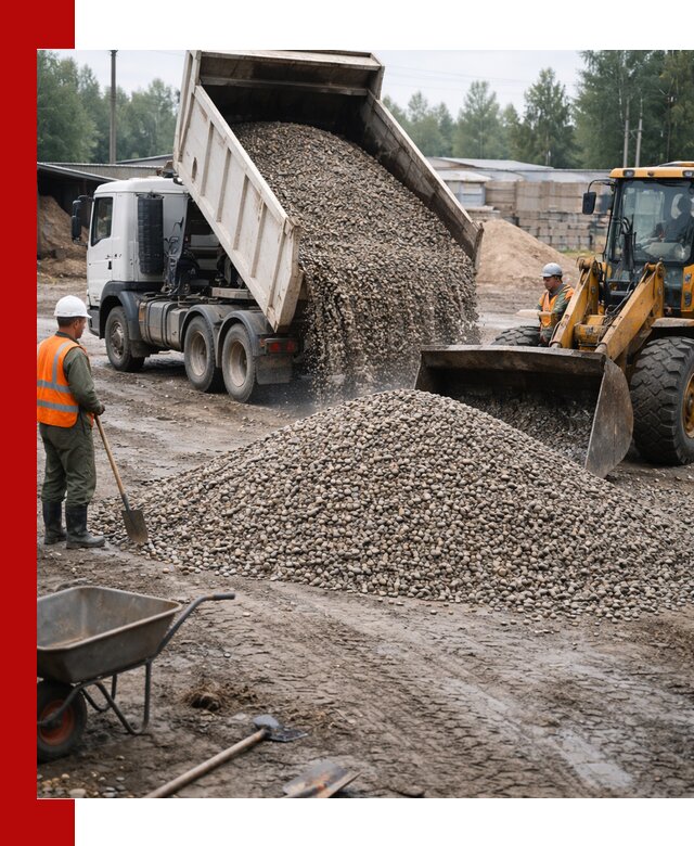 Мытый гравий с доставкой в Гудермесе от карьера до участка