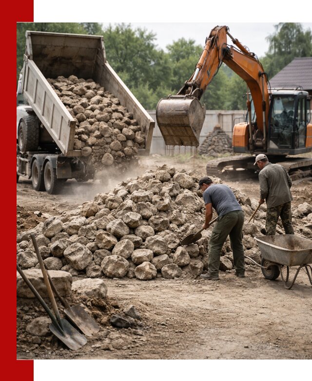 Доставка и разгрузка бутового камня в Гудермесе