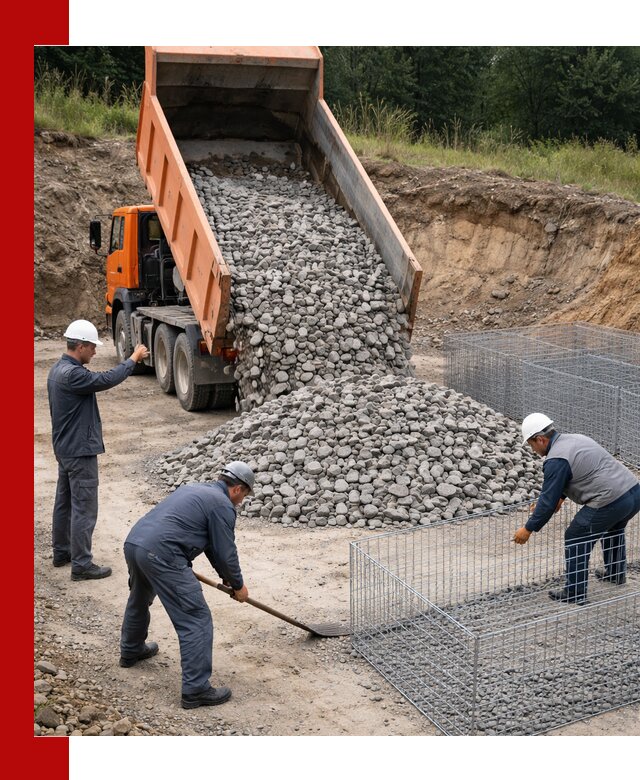 Камень для габионов с доставкой в Гудермесе быстро и надёжно