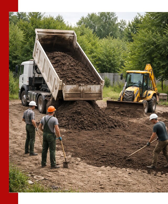 Доставка и укладка грунта для выравнивания участка в Гудермесе