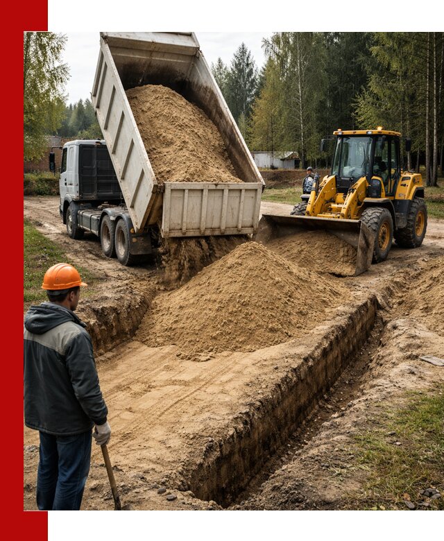 Доставка песчаного грунта в Гудермесе для строительных работ