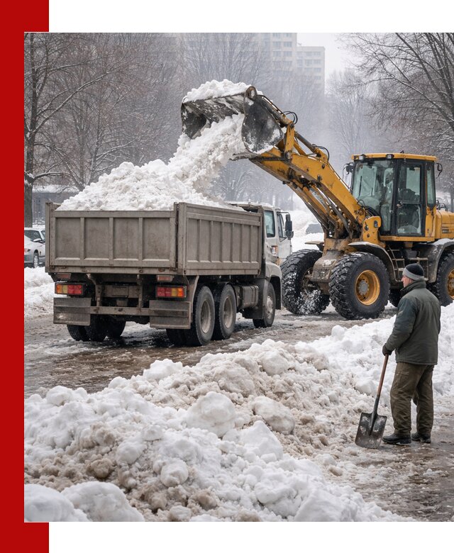 Вывоз снега грузовой техникой в Гудермесе оперативно и чисто