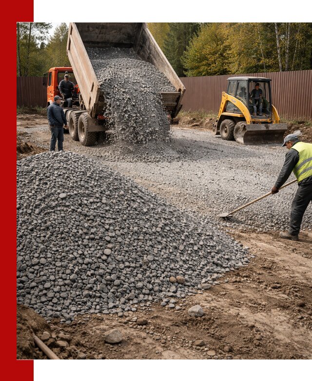 Отсыпка участка щебнем с доставкой и уплотнением в Гудермесе