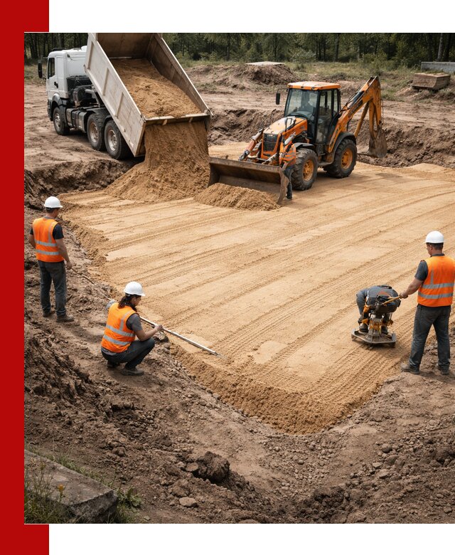 Устройство песчаной подушки для фундаментов и дорог в Гудермесе